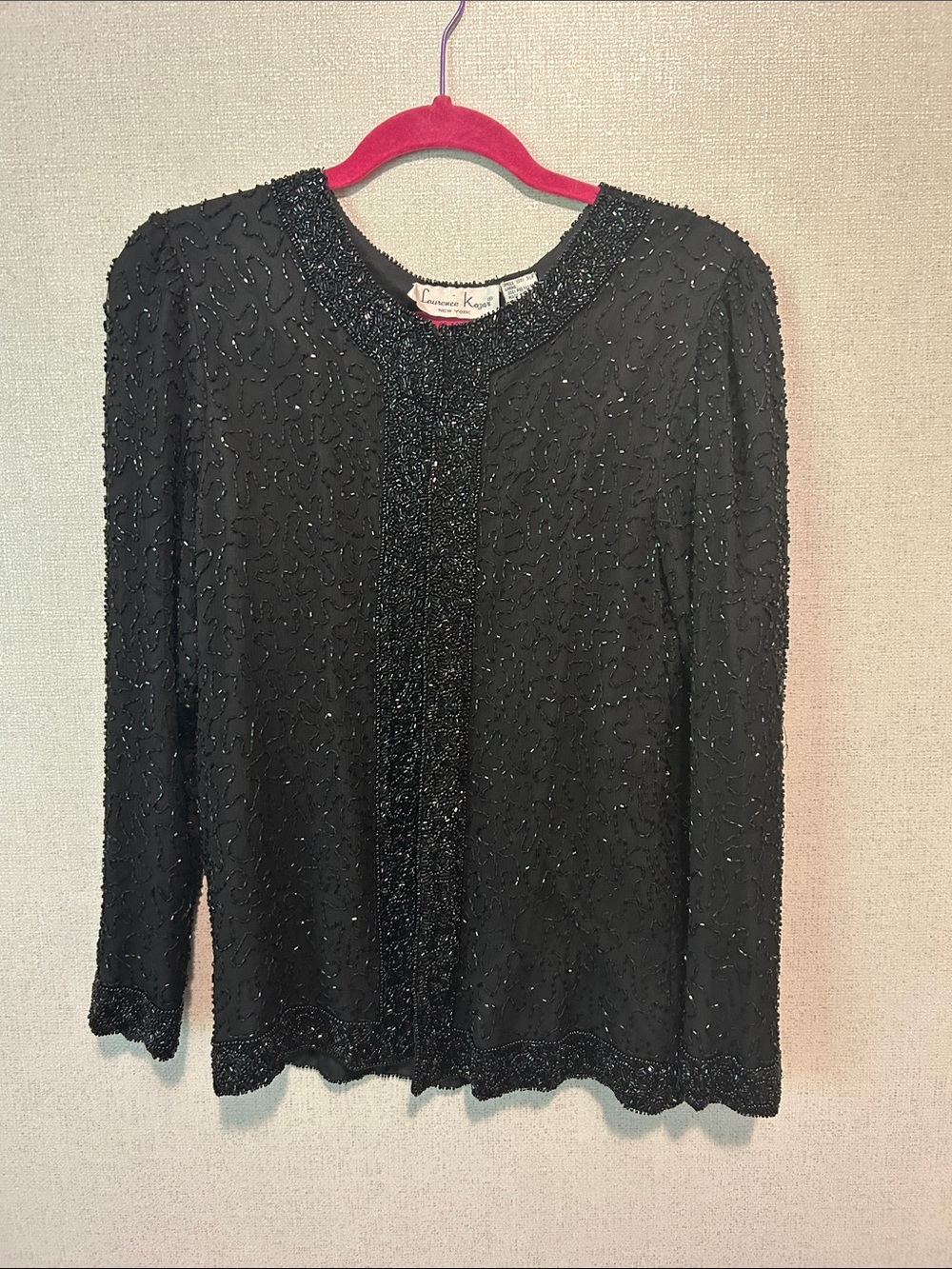 Laurence Kazar Black Beaded Evening Jacket